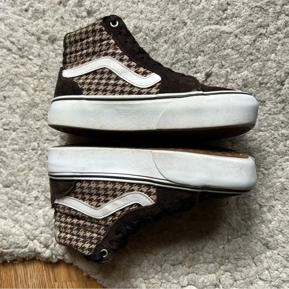 Vans: Brown Cream Tan Plaid Mix Filmore Hi Platform Sneakers Women's Size 6 - Picture 8 of 14